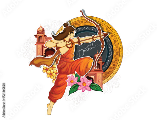 Dusshera vector art illustration Indian festival