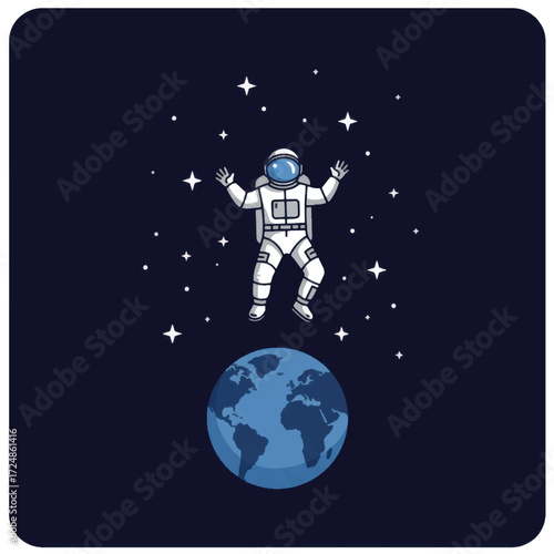 astronaut floating in space near earth.