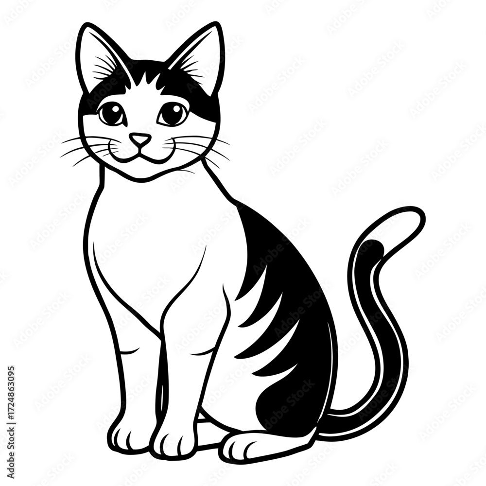 Obraz premium black and white cat cartoon