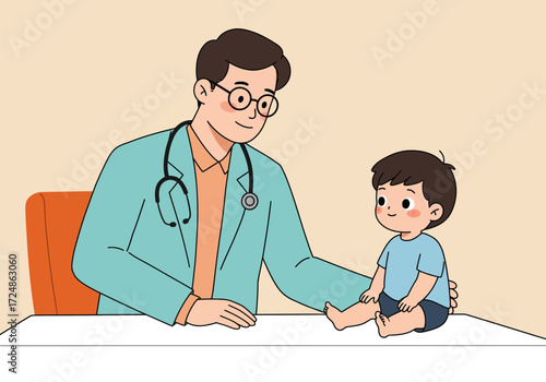 Doctor examining a child during a medical checkup in the clinic.