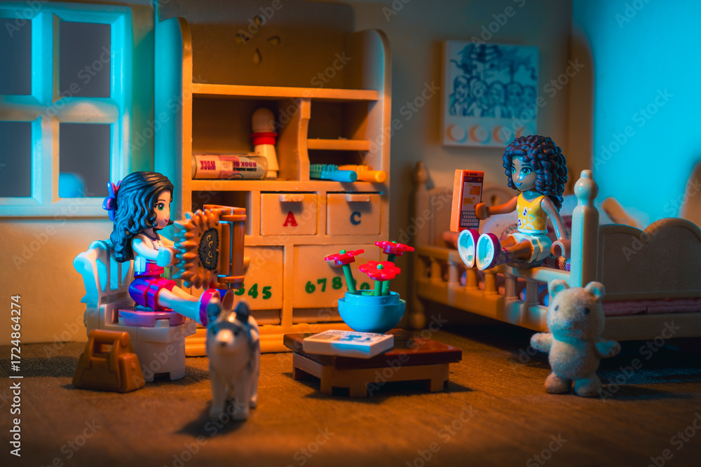 Obraz premium Cozy Evening in the Dollhouse