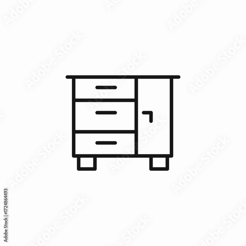 four drawer cabinet icon sign vector
