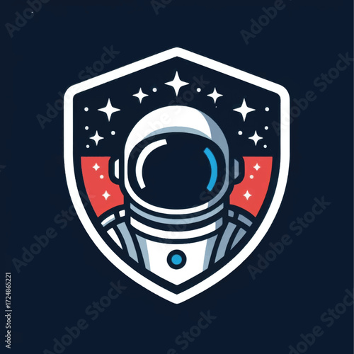 Astronaut Emblem Badge Design Vector Illustration 1.