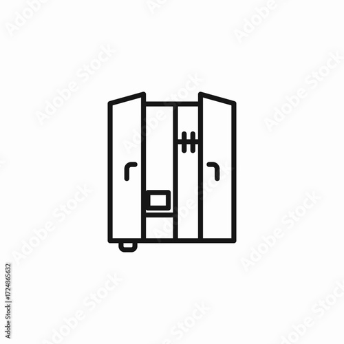 two door wardrobe icon sign vector