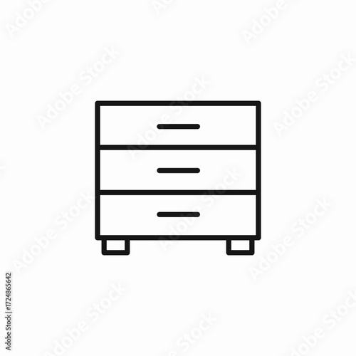 three drawer dresser icon sign vector