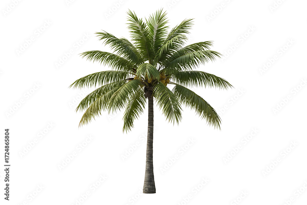 Obraz premium Tropical Palm Tree with coconut isolated on transparent background, cut out, png
