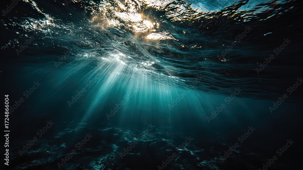 Naklejka premium Sunlight Beams Underwater