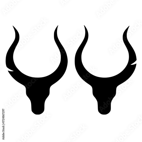 Logo silhouette of a pair of buffalo heads