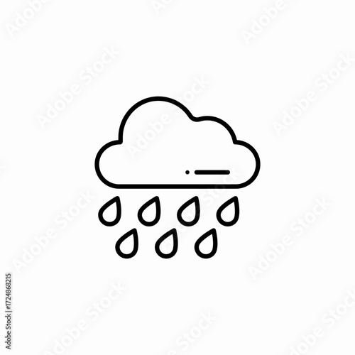 cloud raining drops icon sign vector