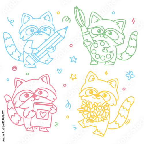 cute vector raccoon