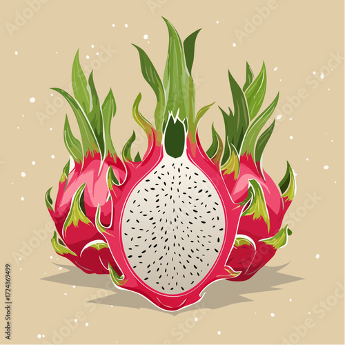 dragon fruit on a red background
