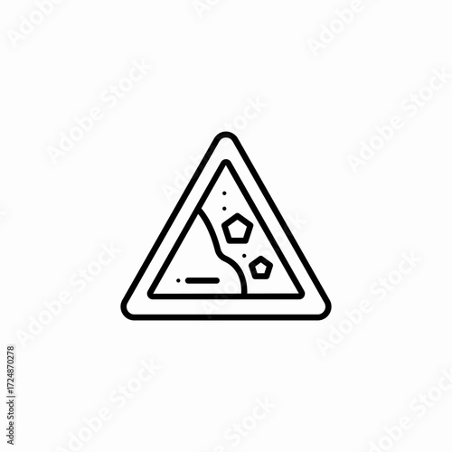 warning falling rocks icon sign vector