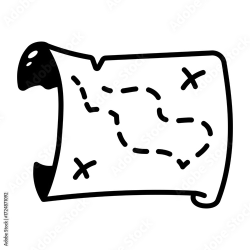 A doodle style icon showing paper map
