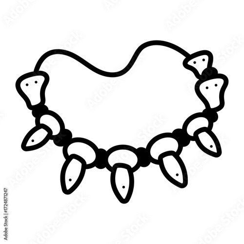 A hand drawn style icon showing bone necklace
