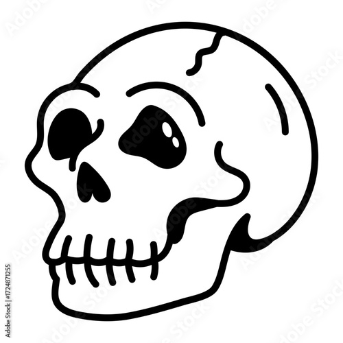 A doodle style icon showing skull
