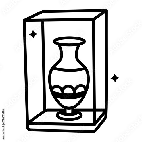 showing A hand drawn style icon showing a painted vase
