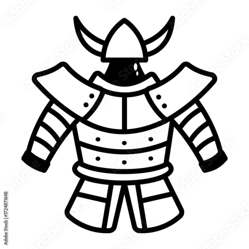 A hand drawn style icon showing a samurai armour
