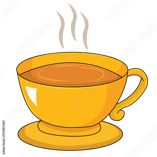 cute cartoon hand drawn vector hot tea or coffee cup clipart.