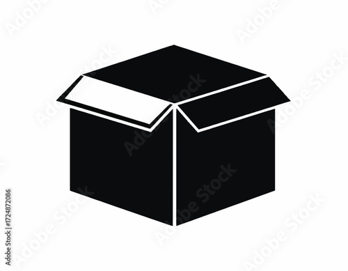 Open cardboard box simple black silhouette package delivery high quality professional