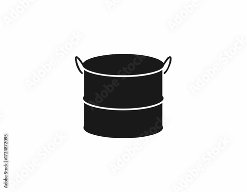 Black metal barrel Minimalist style Simple container with handles Industrial storage high quality professional
