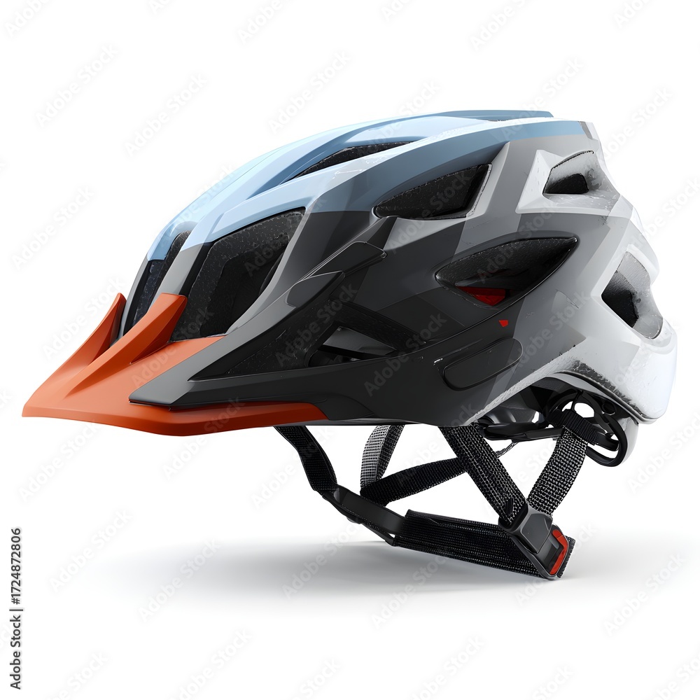 Fototapeta premium Modern mountain bike helmet, safety gear for cycling, outdoor adventure, active lifestyle, protective equipment