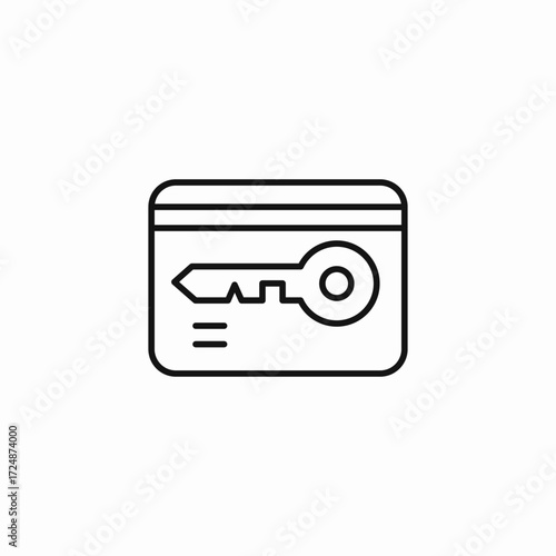 keycard with key icon sign vector
