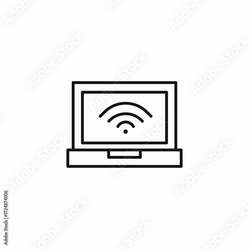 laptop wifi signal icon sign vector