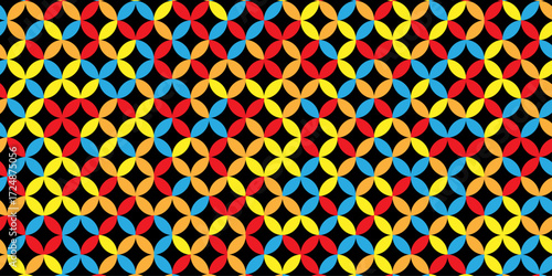 Abstract trendy meatball circle overlapping vector colorful repeat scales fabric textile clothing wallpaper texture design.