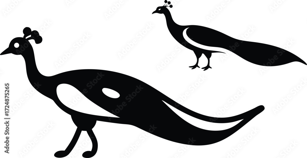 Obraz premium Black peacock vector illustration with a wildlife silhouette design