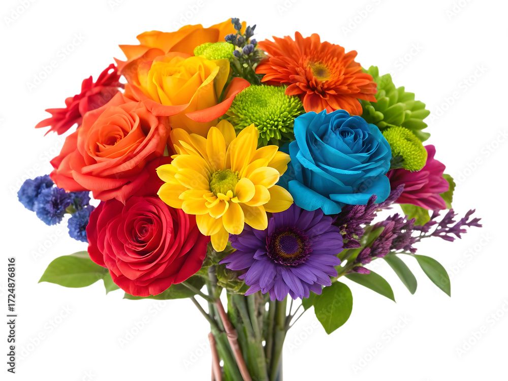 Fototapeta premium Colorful flower bouquet isolated on transparent background.
