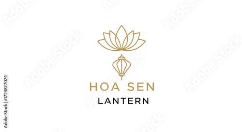 Elegant logo featuring a lotus flower and lantern, representing the brand Hoa Sen Lantern.