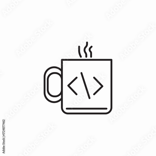 coding coffee mug icon sign vector