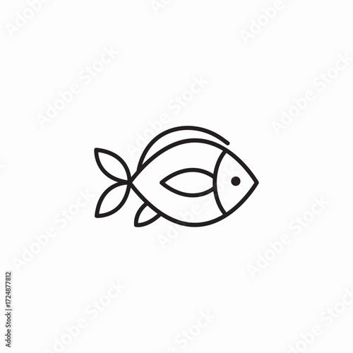 fish swimming right icon sign vector