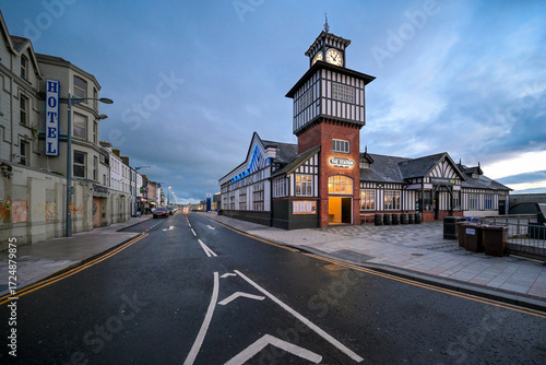 Street with station square in Portrush, Northern Ireland