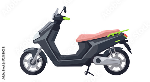 Modern Electric Scooter with Pink Seat and Green Accents.