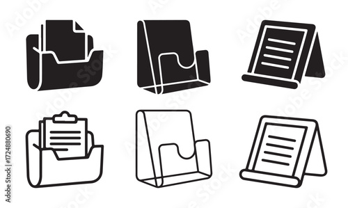 Document holder icon silhouette and outline vector