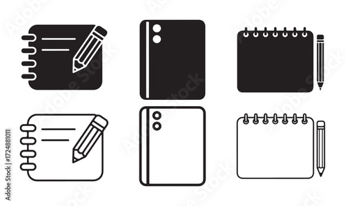 Drawing book icon silhouette and outline vector