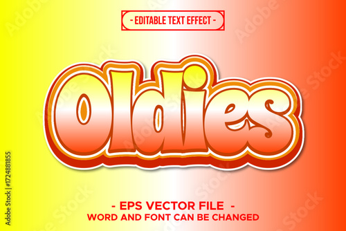 Retro Oldies Text Effect Editable Vector with Gradient Orange Yellow Style