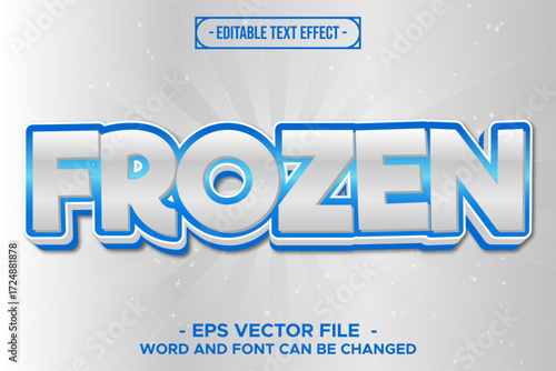 Frozen Editable Text Effect Vector with Icy Blue and White Style