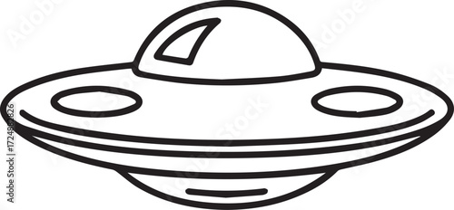 Classic flying saucer silhouette icon for sci fi and alien themed designs