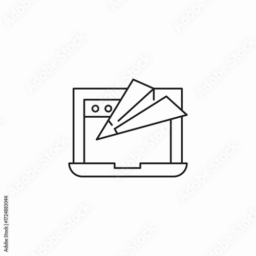 documents and laptop icon sign vector
