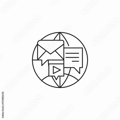 global communication network icon sign vector