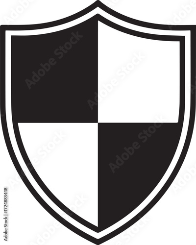 Free Download Geometric shield symbol two tone black white protection security emblem - GFXLoad
