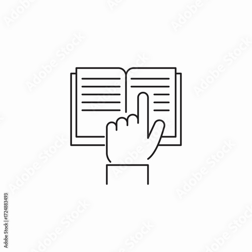 hand pointing book icon sign vector