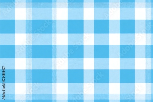 Seamless blue plaid gingham fabric texture, a checkered vector pattern for tablecloth or wallpaper design