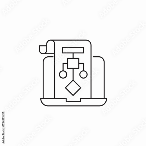 laptop flowchart diagram icon sign vector