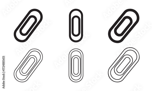 Paper clip icon silhouette and outline vector