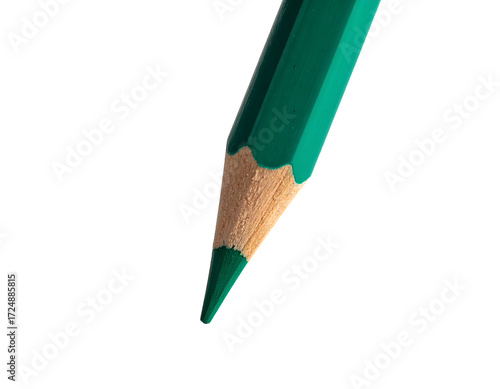 Close-up of a vibrant green colored pencil's tip against a black background (1)