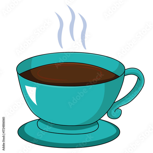 Cute cartoon hand drawn vector hot coffee or tea cup clipart.