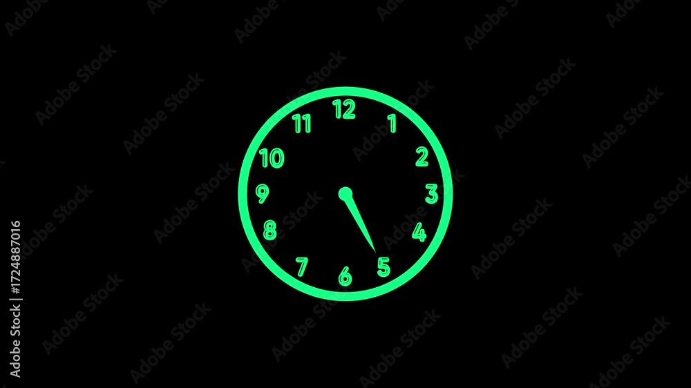 Animation of Clock Icon for time display and black background